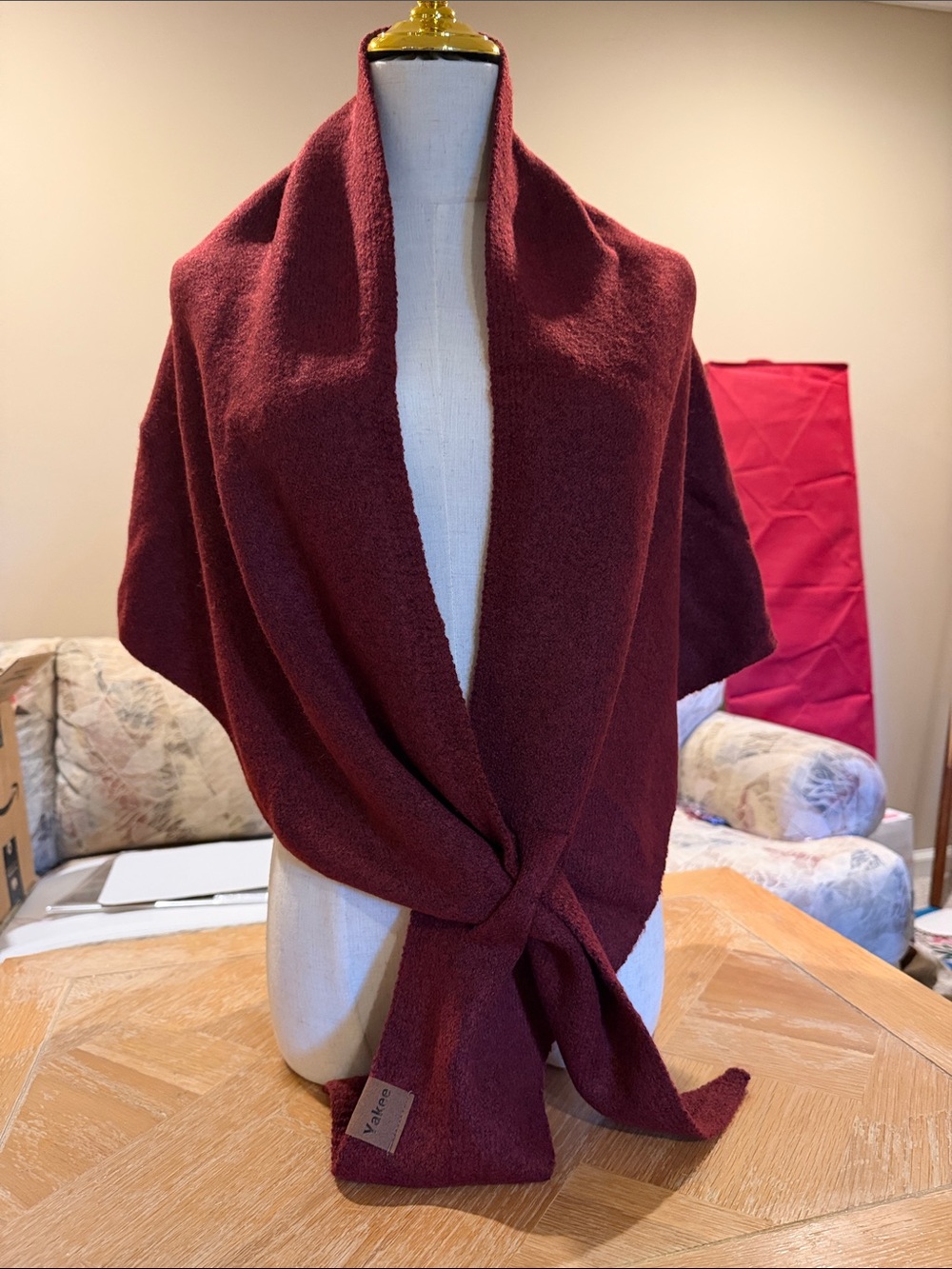 Burgundy Pashmina Shawl Wrap - Lightweight Travel Scarf